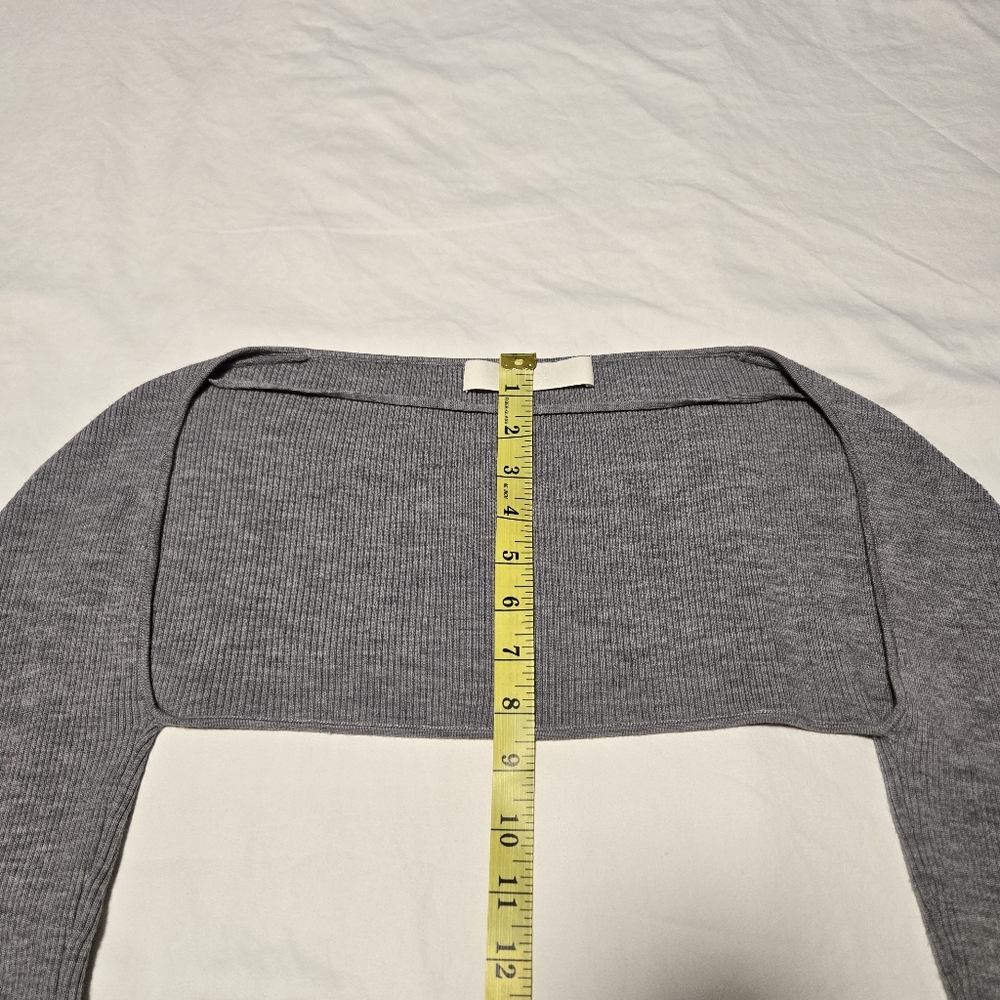 Dion Lee Gray Ribbed Knit Shrug Cardigan Bolero Sweater Sleeves - Picture 9 of 9